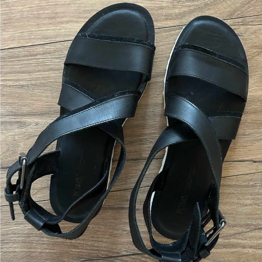 TOMS Black Strappy Sandals